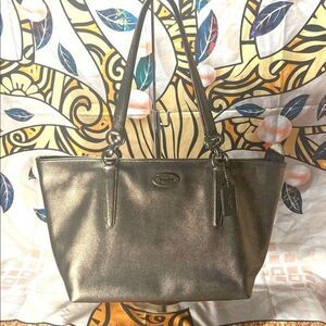 Coach Chicago Ellis Metallic Bronze Pebbled Leather Large Tote